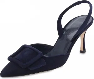 Divanne Slingback Pumps, Women's Pointed Toe Stiletto Pumps Buckle High Heeled Sandals Office Lady Casual Party Wedding Shoes