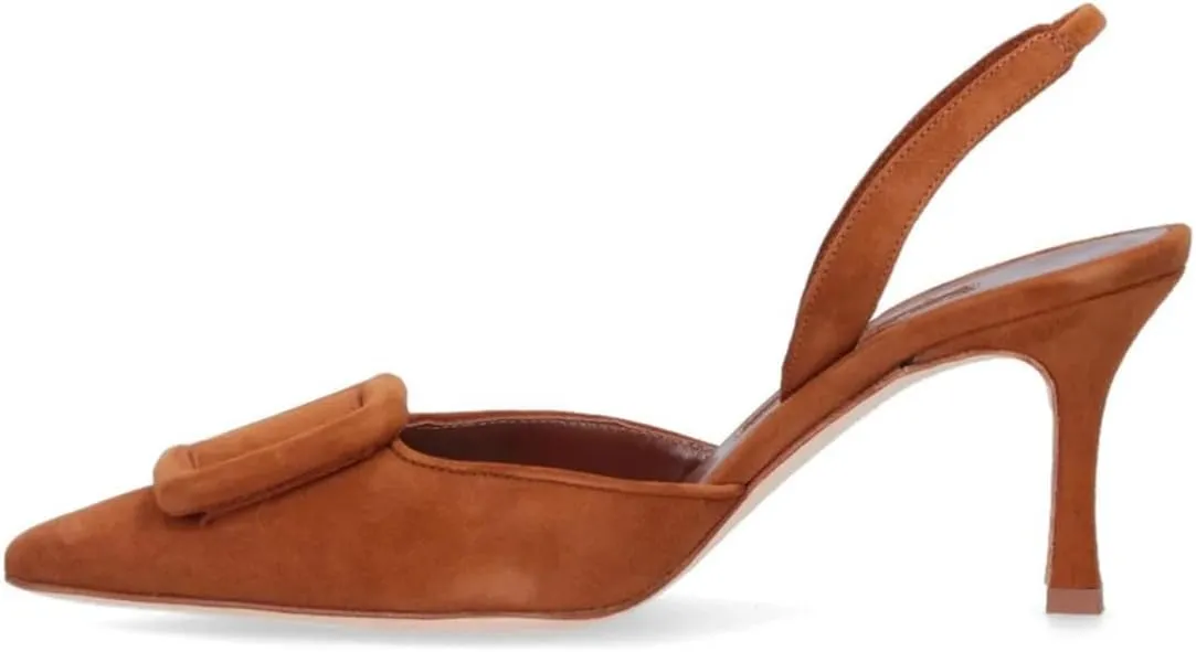 Divanne Slingback Pumps, Women's Pointed Toe Stiletto Pumps Buckle High Heeled Sandals Office Lady Casual Party Wedding Shoes