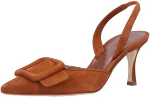 Divanne Slingback Pumps, Women's Pointed Toe Stiletto Pumps Buckle High Heeled Sandals Office Lady Casual Party Wedding Shoes