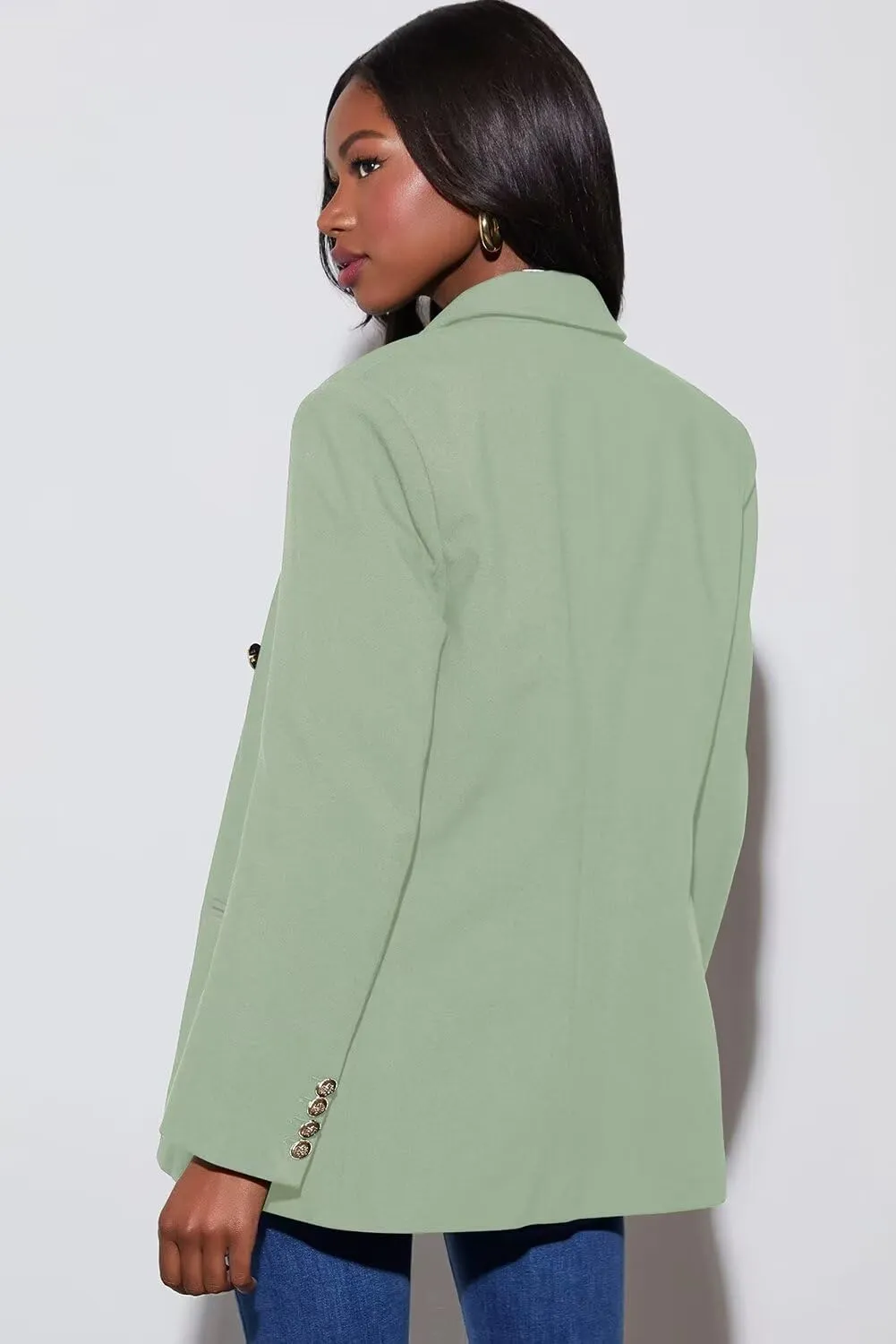 Dokotoo Womens Double Breasted Blazer Jackets Casual Blazers Open Front Long Sleeve Lapel Collar Work Office Jackets Blazer