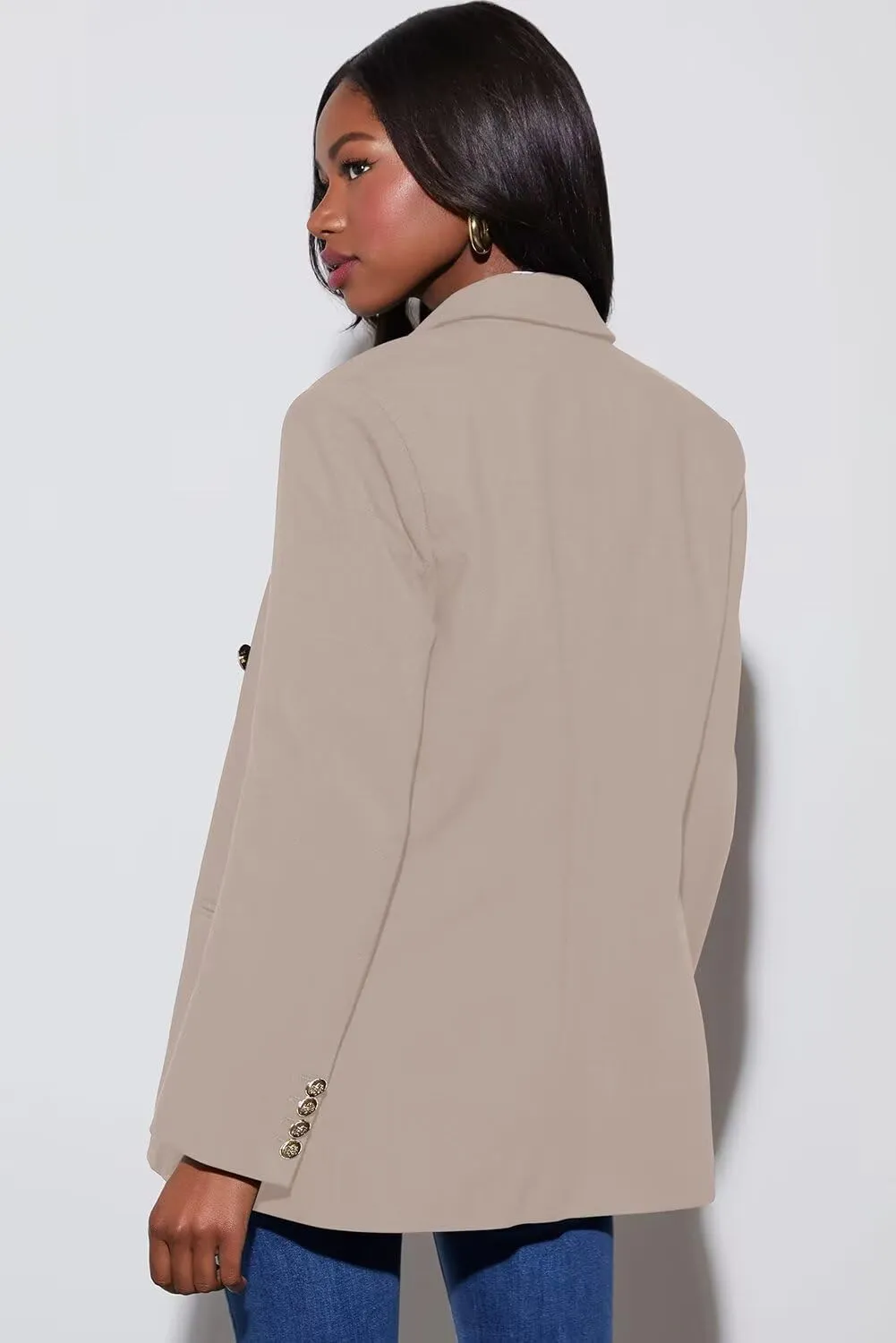 Dokotoo Womens Double Breasted Blazer Jackets Casual Blazers Open Front Long Sleeve Lapel Collar Work Office Jackets Blazer