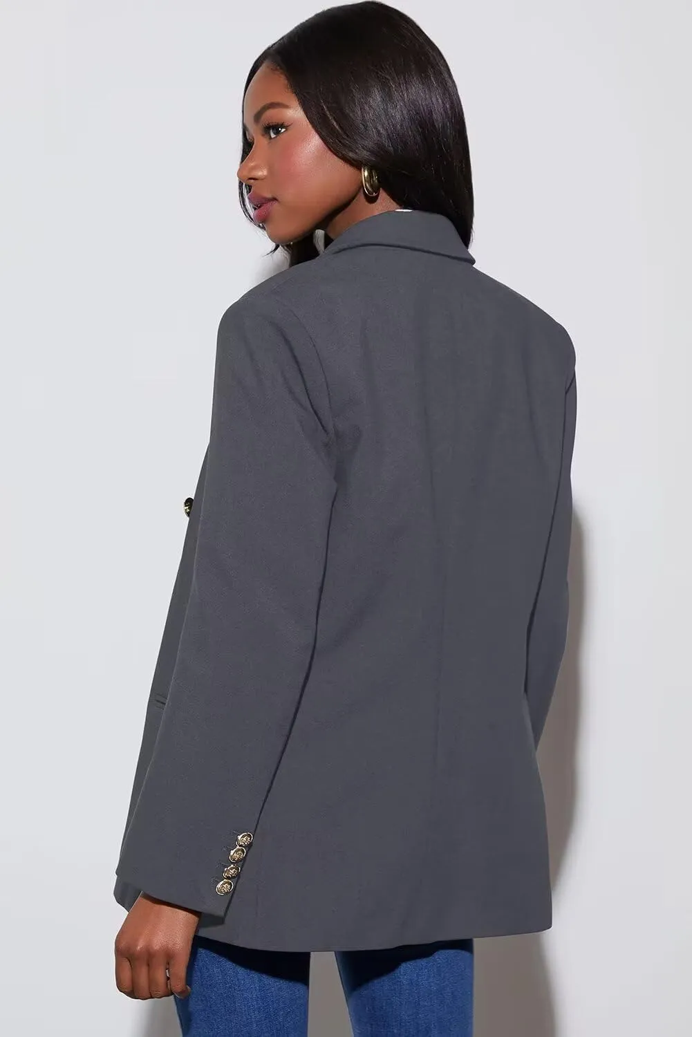 Dokotoo Womens Double Breasted Blazer Jackets Casual Blazers Open Front Long Sleeve Lapel Collar Work Office Jackets Blazer
