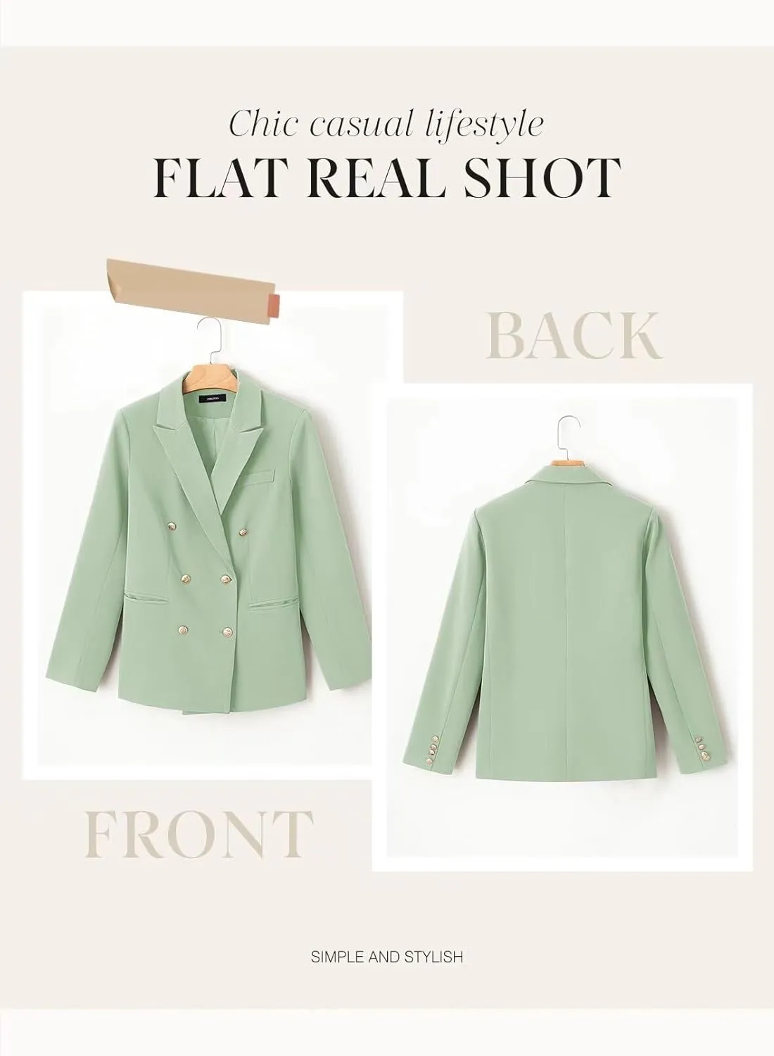 Dokotoo Womens Double Breasted Blazer Jackets Casual Blazers Open Front Long Sleeve Lapel Collar Work Office Jackets Blazer