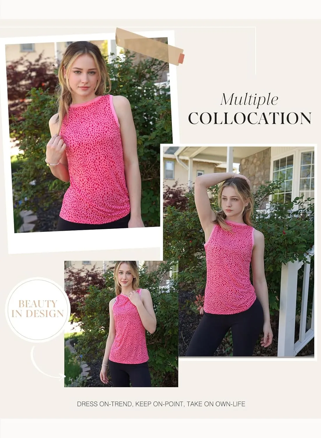 Dokotoo Womens Leopard Print Tank Tops Crewneck Sleeveless Summer Casual T-Shirts Blouses