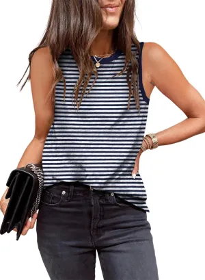 Dokotoo Womens Leopard Print Tank Tops Crewneck Sleeveless Summer Casual T-Shirts Blouses