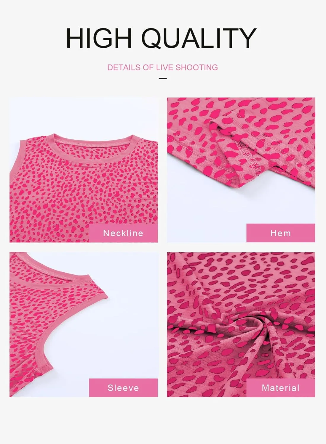 Dokotoo Womens Leopard Print Tank Tops Crewneck Sleeveless Summer Casual T-Shirts Blouses