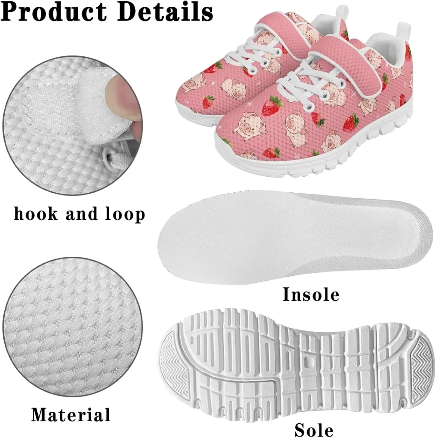 Doojoayie Slip On Shoes for Girls Tennis Shoes Wide Width Sneakers White Sole