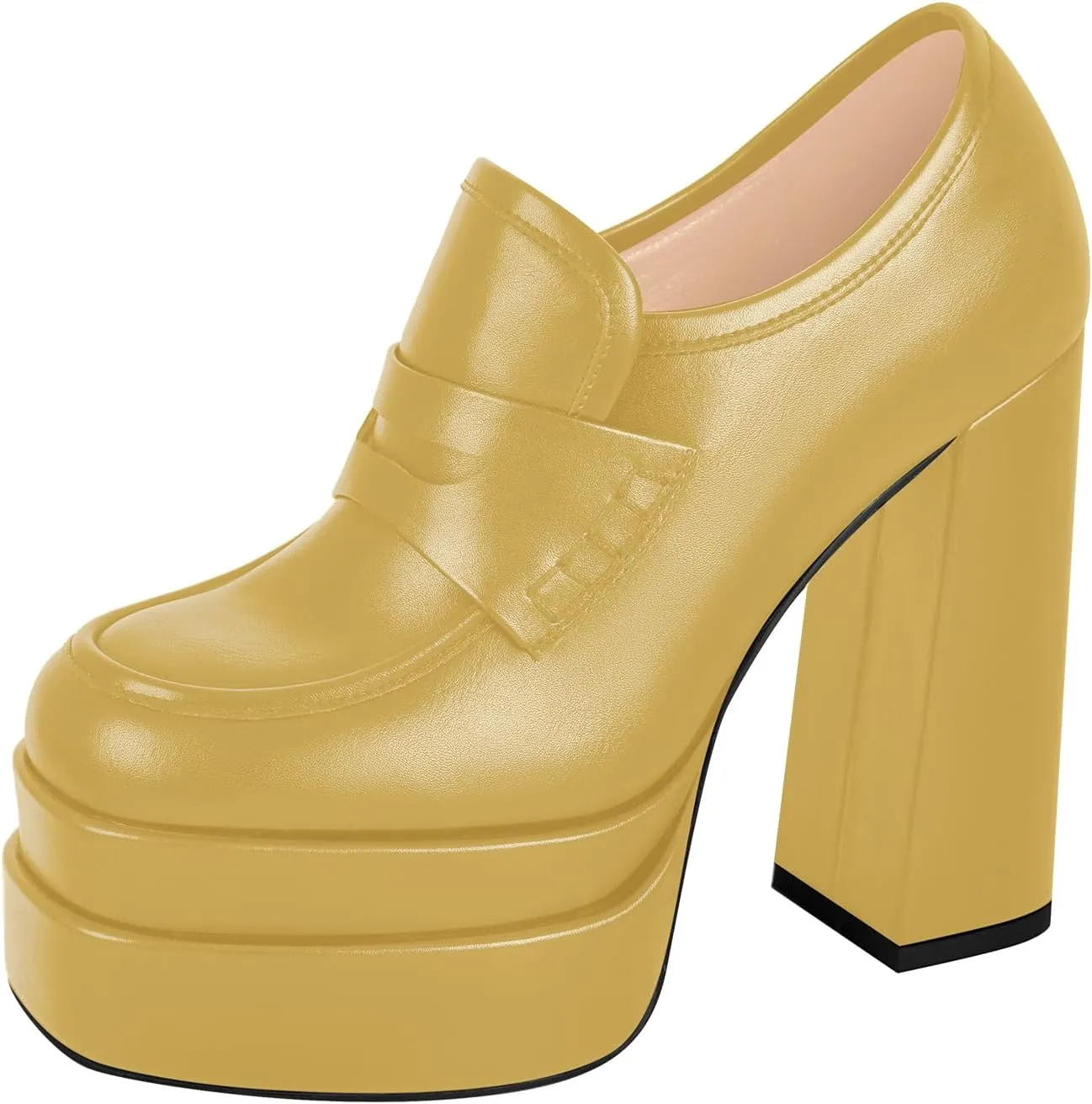 Double Platforms Chunky High Heel Loafers Pumps