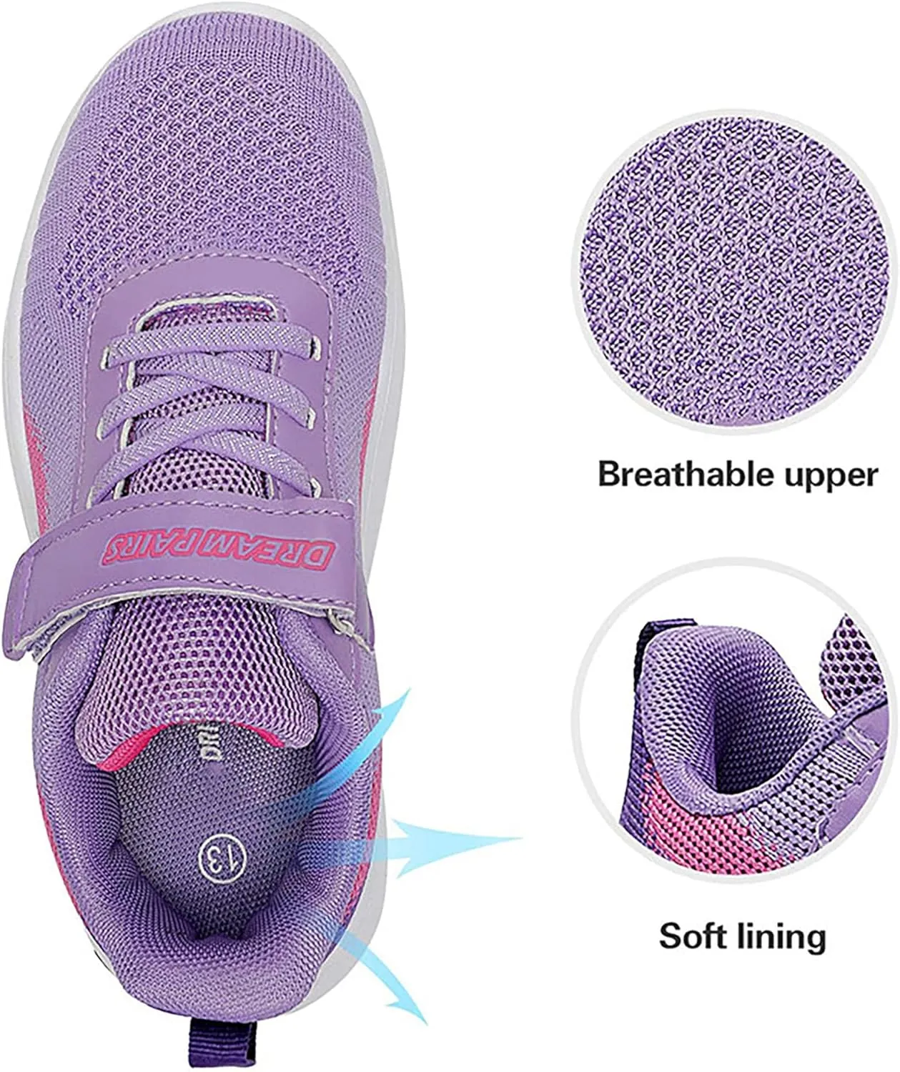 DREAM PAIRS Boys Girls Shoes Kids Tennis EZ-Ons MagicZips Athletic Running Walking Barefoot Zero Drop Sneakers