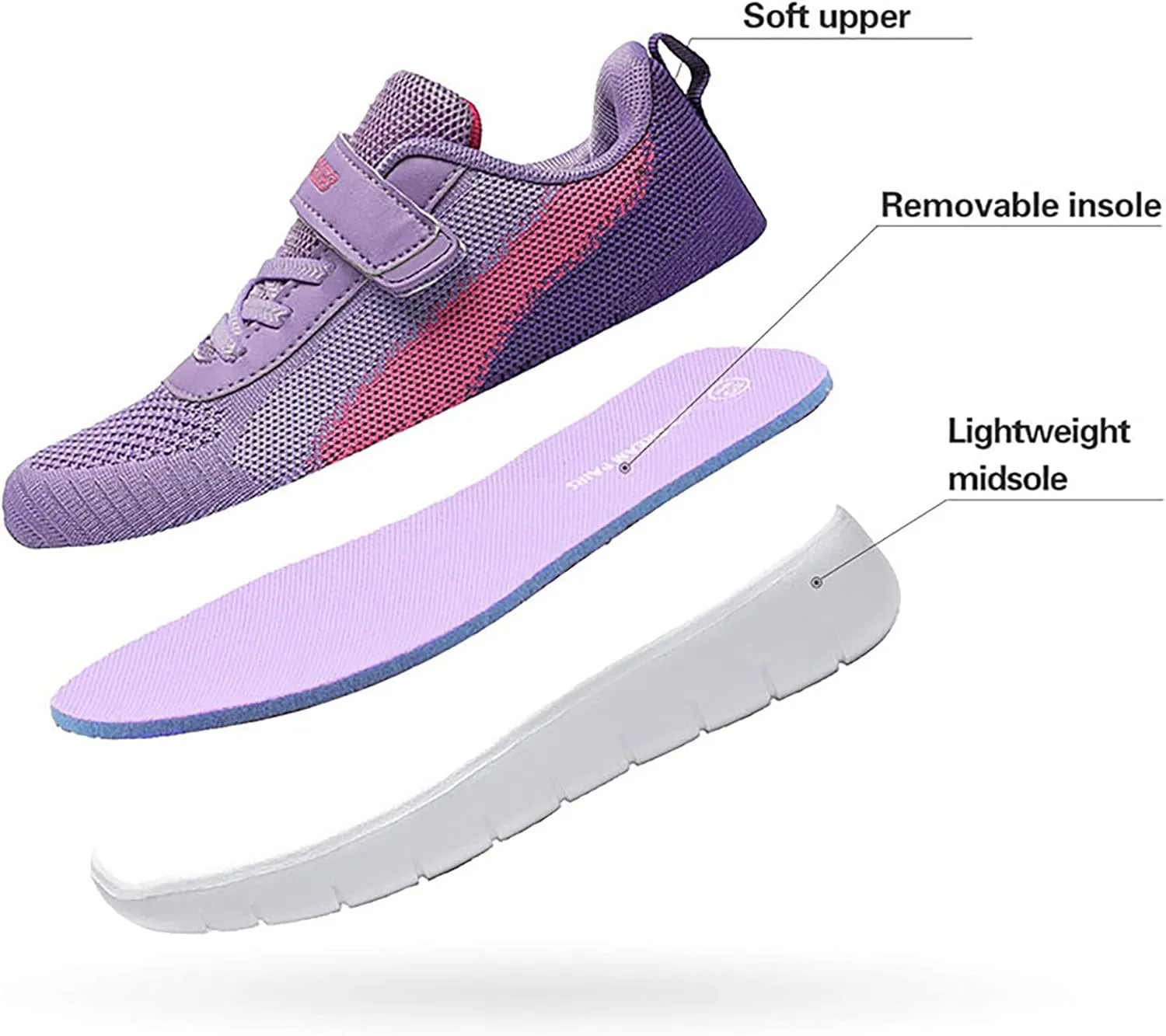 DREAM PAIRS Boys Girls Shoes Kids Tennis EZ-Ons MagicZips Athletic Running Walking Barefoot Zero Drop Sneakers