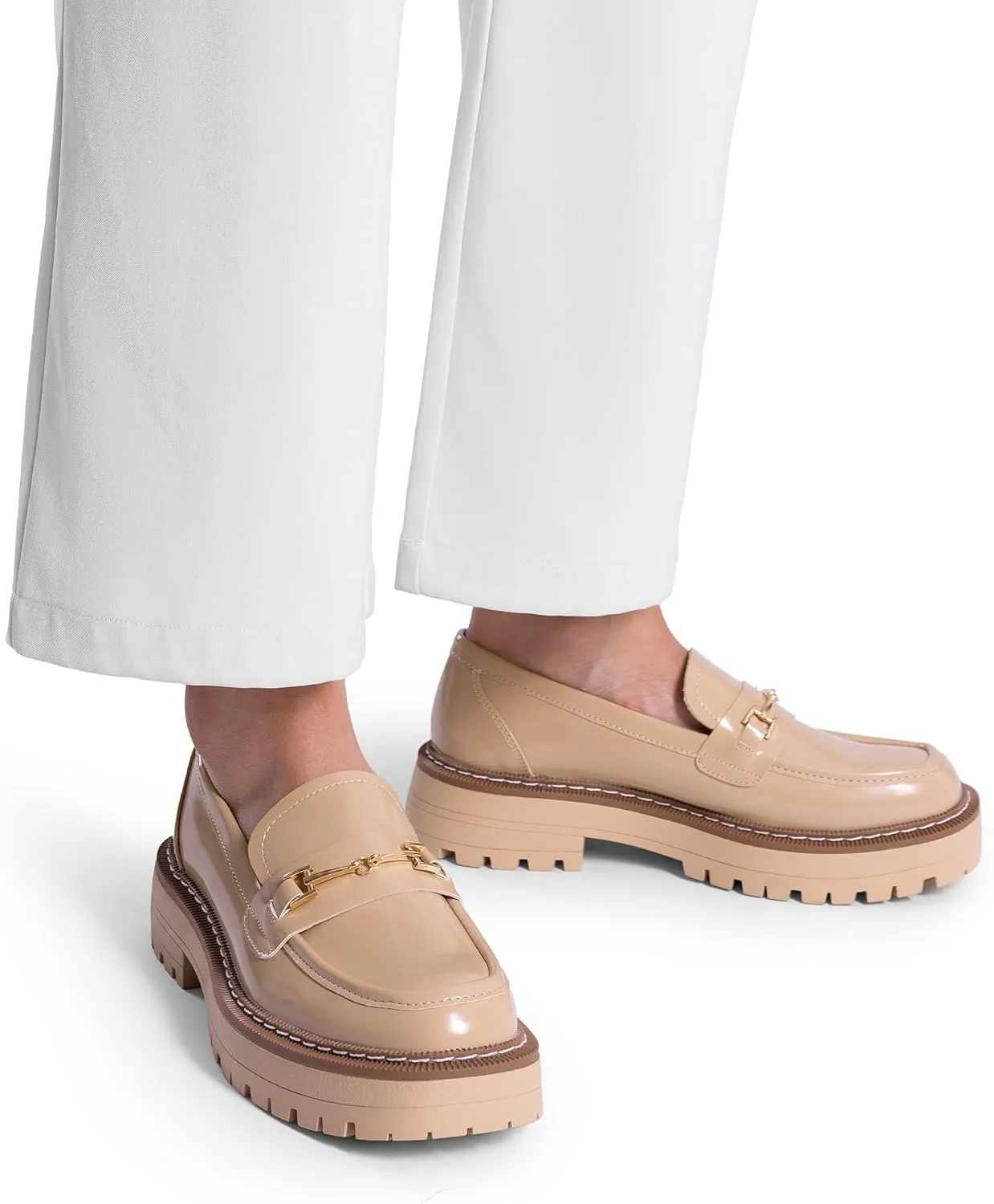 DREAM PAIRS Loafers for Women Platform Chunky Heel Slip On Loafers Business Office Casual Dressy Loafer Shoes