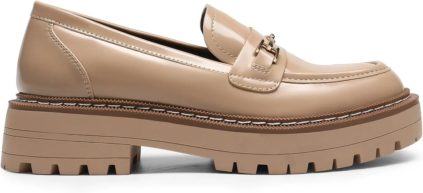 DREAM PAIRS Loafers for Women Platform Chunky Heel Slip On Loafers Business Office Casual Dressy Loafer Shoes