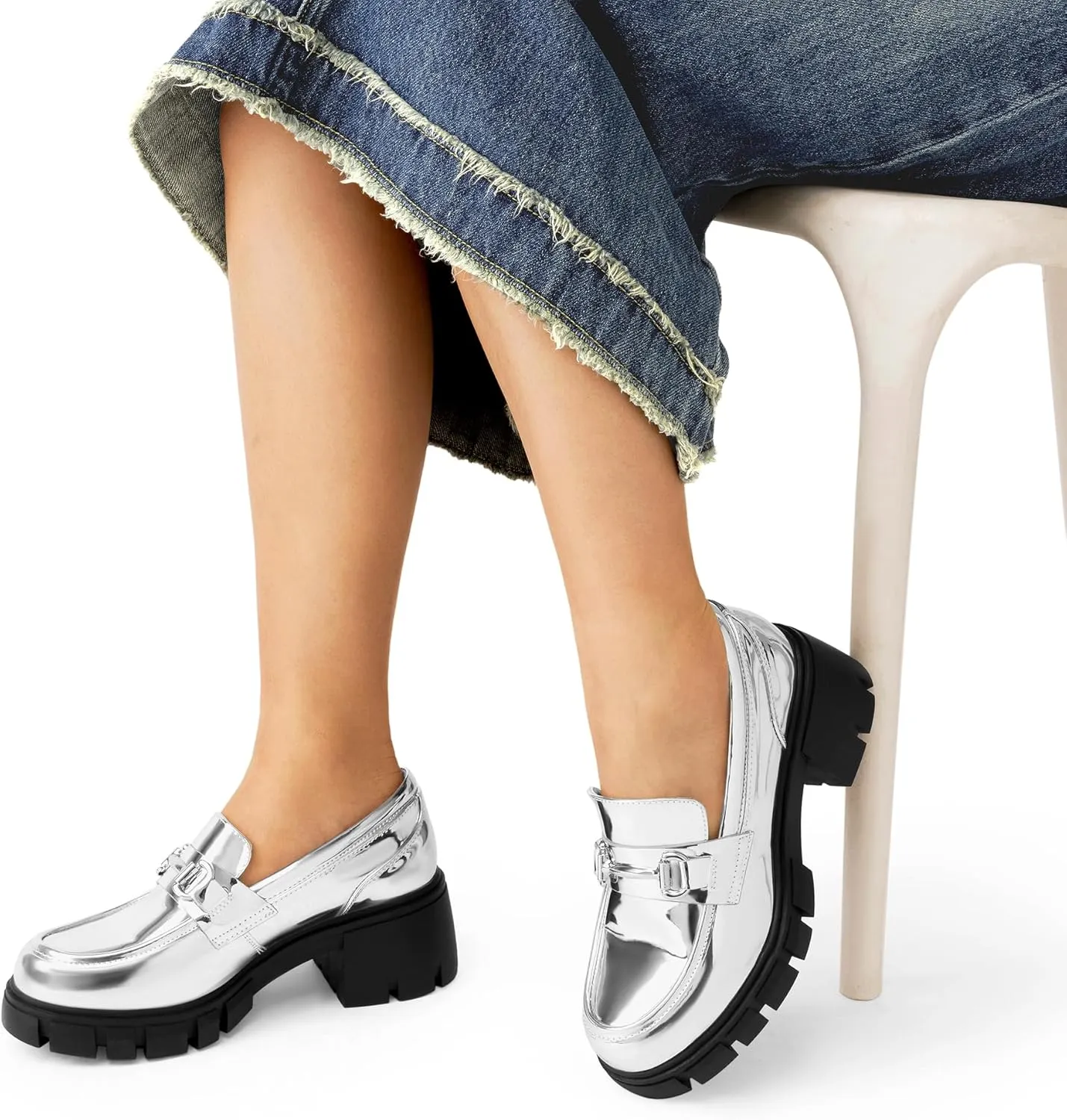 DREAM PAIRS Loafers for Women Platform Chunky Loafers Slip On Casual Shoes