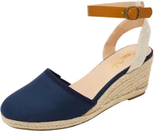 DREAM PAIRS Women's Ankle Strap Closed Toe Espadrille Wedge Heels Sandals