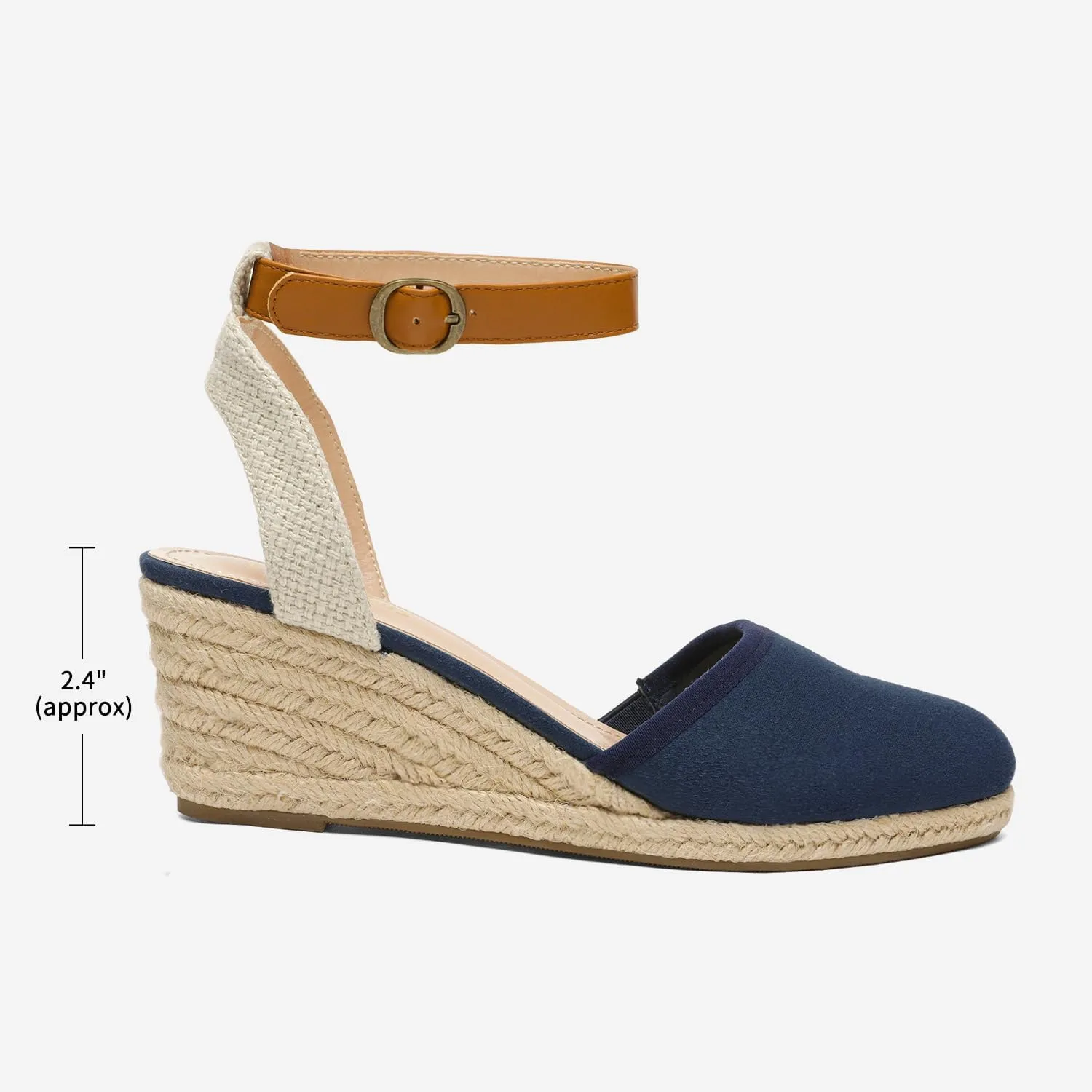 DREAM PAIRS Women's Ankle Strap Closed Toe Espadrille Wedge Heels Sandals