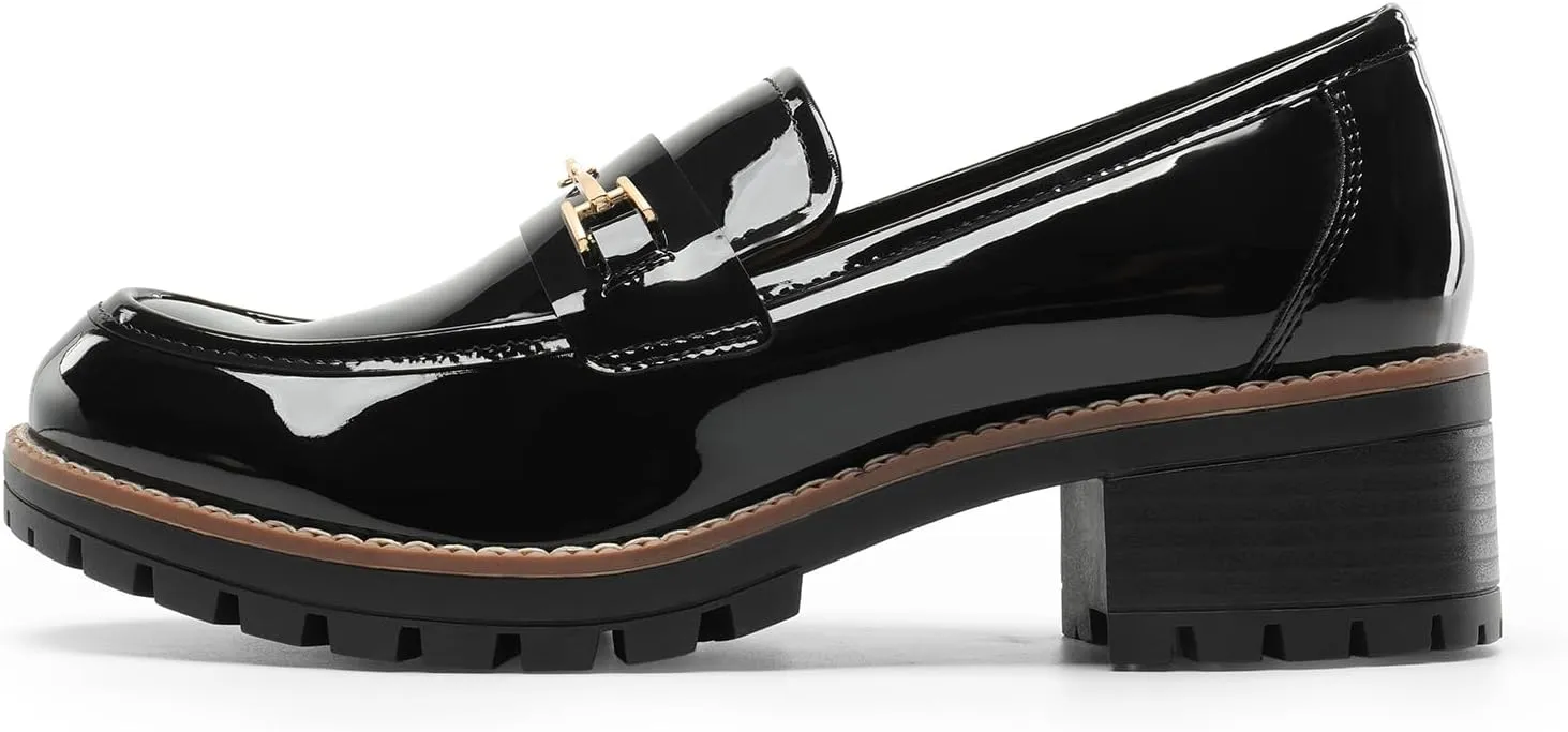 DREAM PAIRS Women's Chunky Loafers, Platform Comfortable Slip-On Dressy Business Casual Shoes