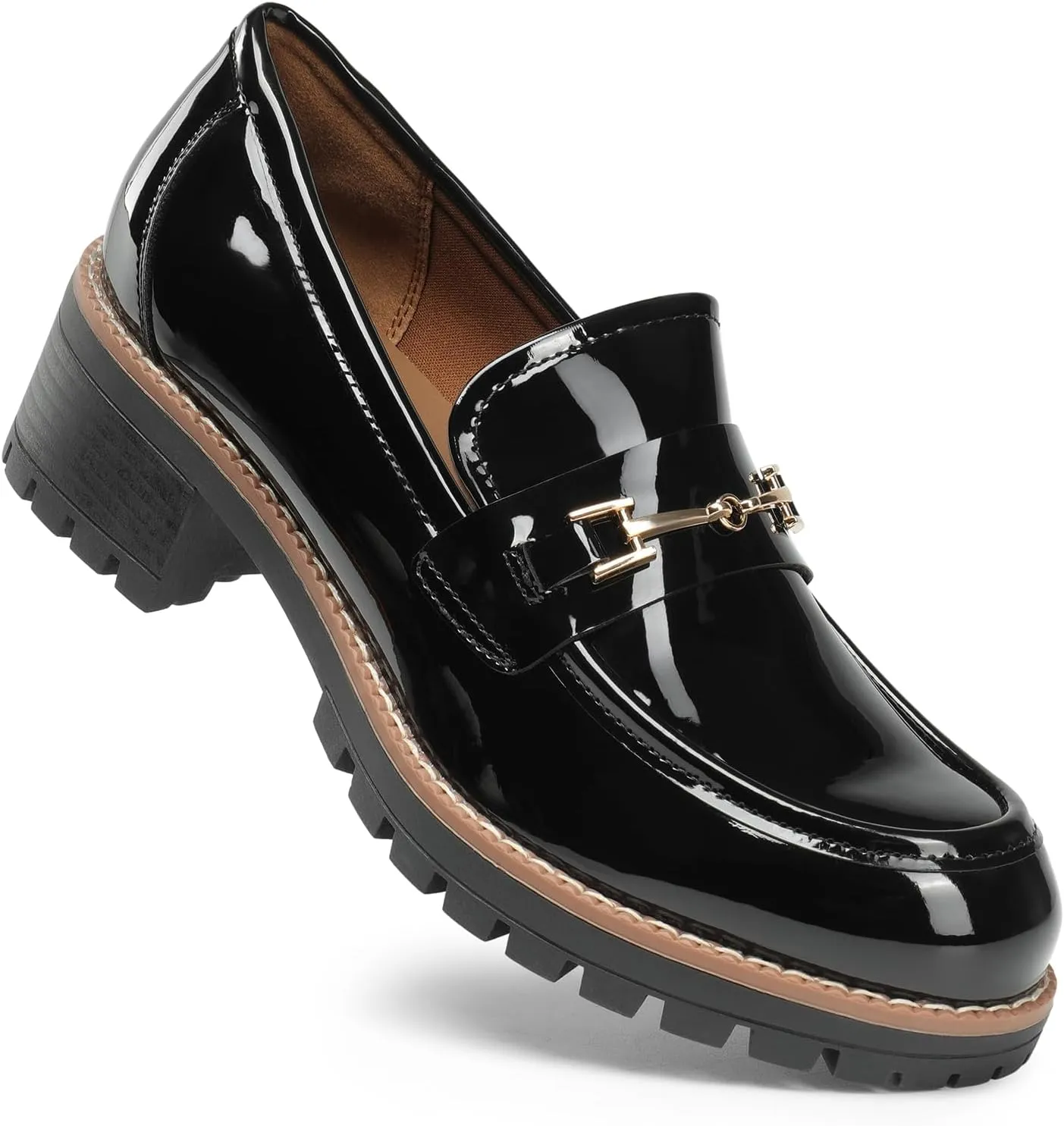 DREAM PAIRS Women's Chunky Loafers, Platform Comfortable Slip-On Dressy Business Casual Shoes