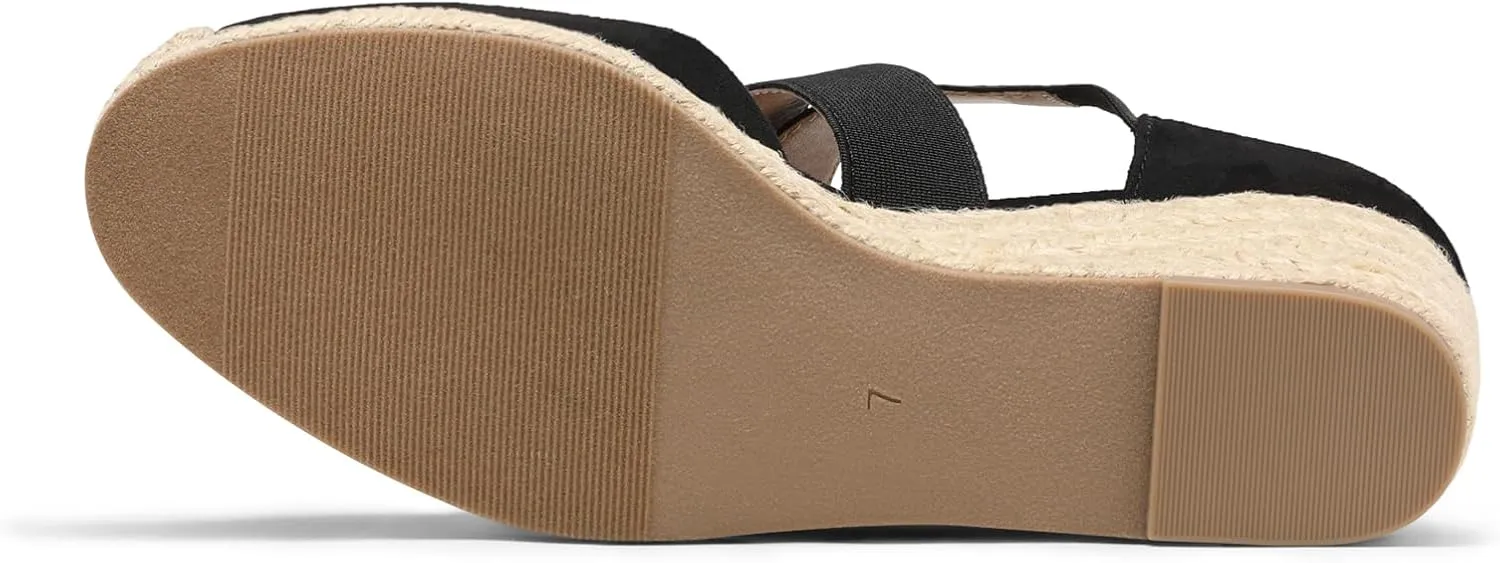 DREAM PAIRS Womens Close Toe Espadrilles Platform Slip on Elastic Criss Cross Straps Dressy Wedges Sandals