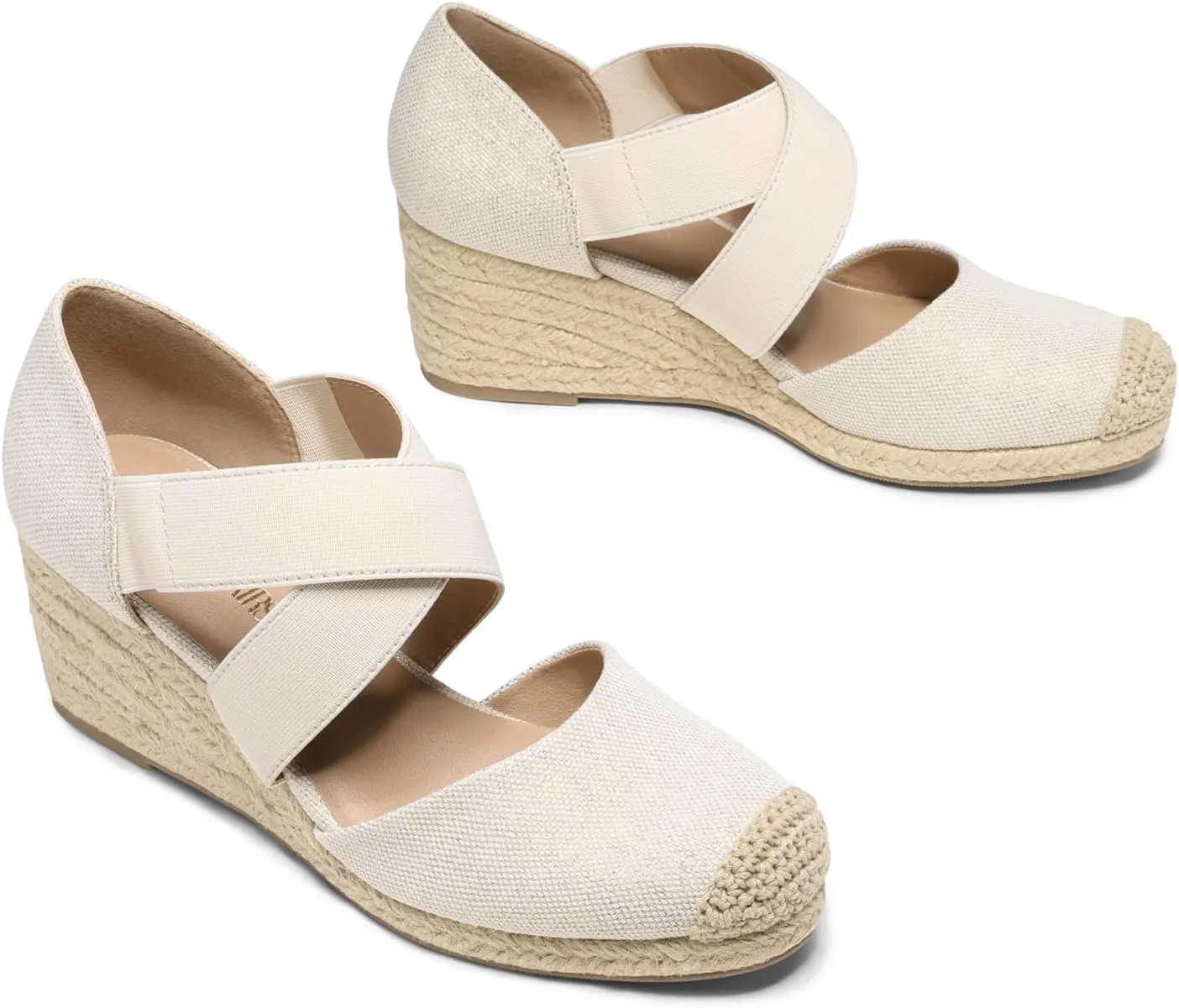 DREAM PAIRS Womens Close Toe Espadrilles Platform Slip on Elastic Criss Cross Straps Dressy Wedges Sandals