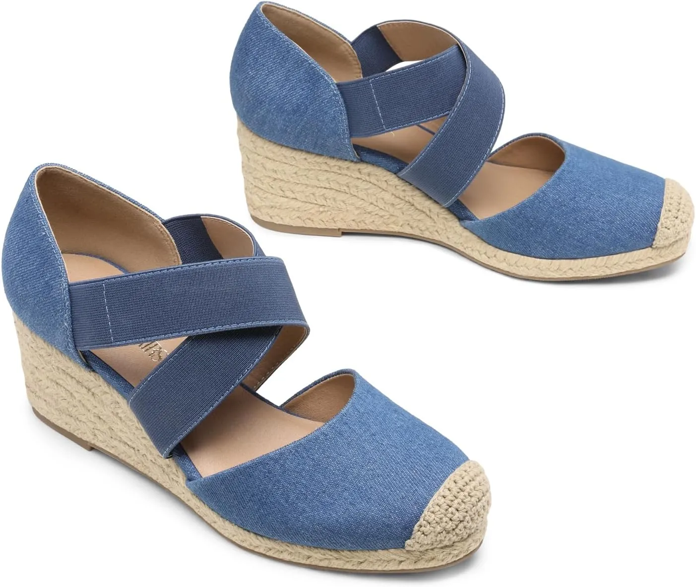 DREAM PAIRS Womens Close Toe Espadrilles Platform Slip on Elastic Criss Cross Straps Dressy Wedges Sandals