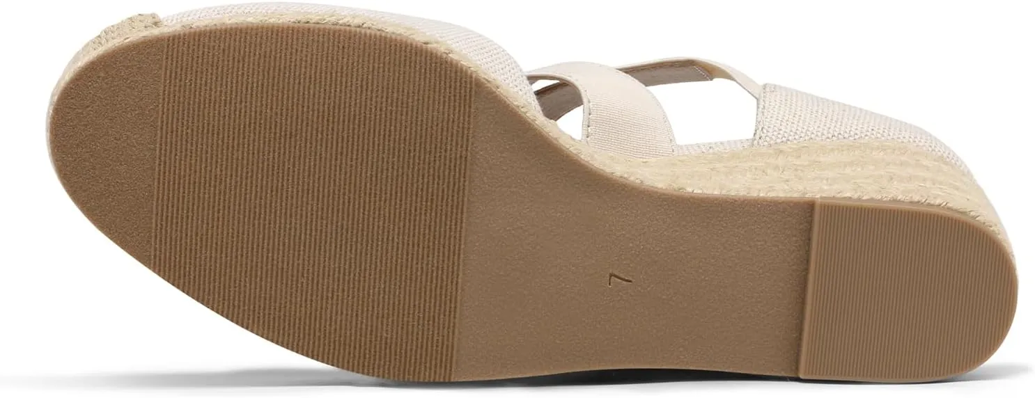DREAM PAIRS Womens Close Toe Espadrilles Platform Slip on Elastic Criss Cross Straps Dressy Wedges Sandals
