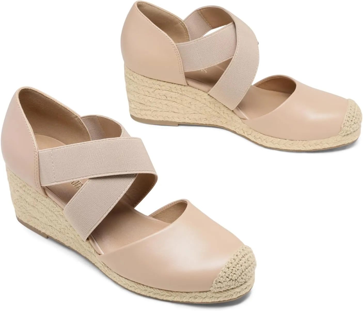 DREAM PAIRS Womens Close Toe Espadrilles Platform Slip on Elastic Criss Cross Straps Dressy Wedges Sandals