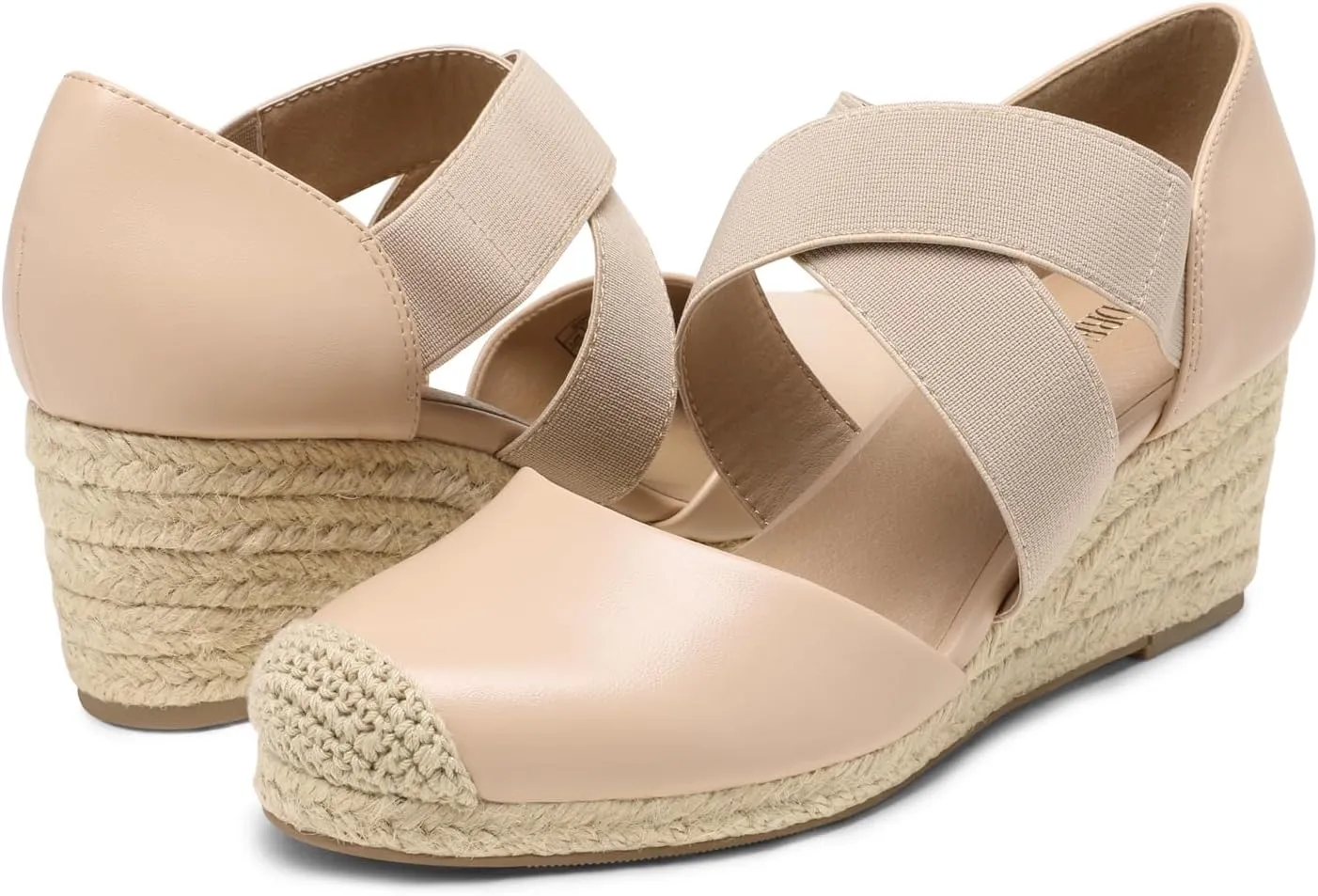 DREAM PAIRS Womens Close Toe Espadrilles Platform Slip on Elastic Criss Cross Straps Dressy Wedges Sandals