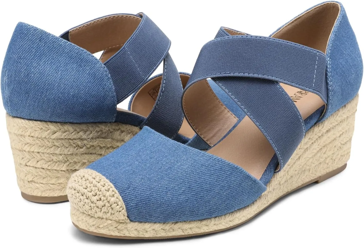 DREAM PAIRS Womens Close Toe Espadrilles Platform Slip on Elastic Criss Cross Straps Dressy Wedges Sandals