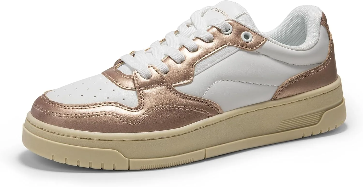 DREAM PAIRS Women's Fashion Walking Skateboard Court Sneakers Comfortable Low-Top Lace-Up Non-Slip Retro Vintage Casual Classic Athletic Shoes