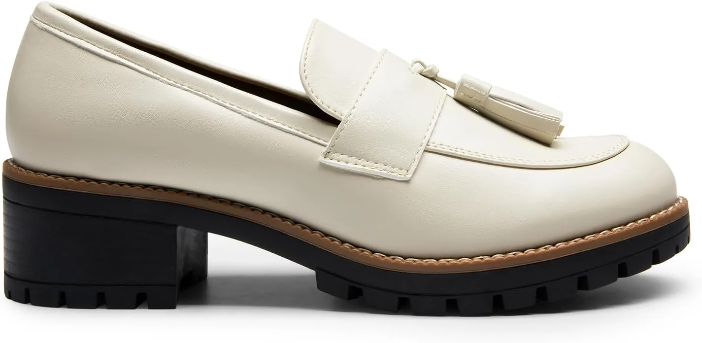 DREAM PAIRS Womens Loafers, Slip On Platform Chunky Penny Heeled Loafers for Women Dressy and Work, Business Casual Shoes for Women