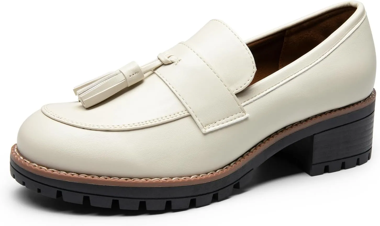 DREAM PAIRS Womens Loafers, Slip On Platform Chunky Penny Heeled Loafers for Women Dressy and Work, Business Casual Shoes for Women