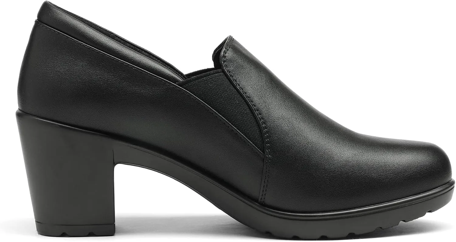 DREAM PAIRS Women's Low Chunky Block Heels Pumps Comfortable Slip-on Heeled Loafers Dress Work Shoes for Office Business