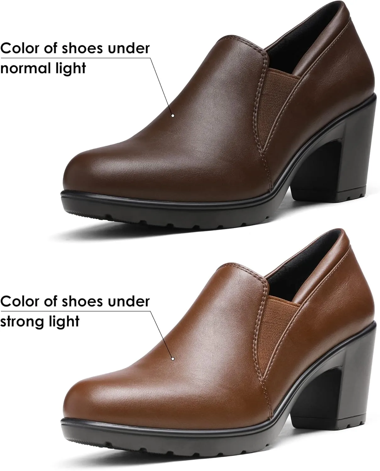 DREAM PAIRS Women's Low Chunky Block Heels Pumps Comfortable Slip-on Heeled Loafers Dress Work Shoes for Office Business