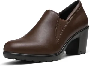 DREAM PAIRS Women's Low Chunky Block Heels Pumps Comfortable Slip-on Heeled Loafers Dress Work Shoes for Office Business