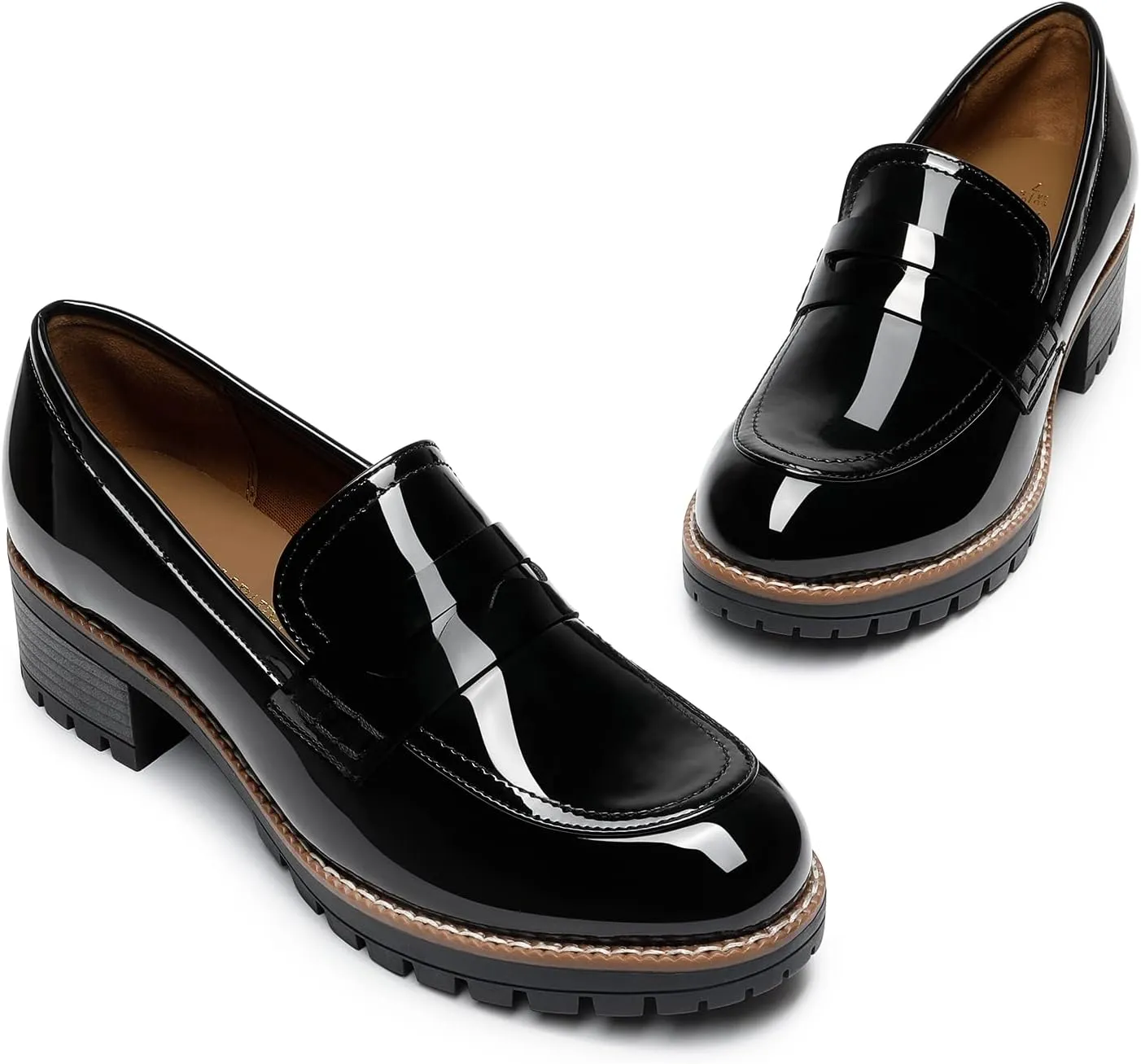 DREAM PAIRS Women's Platform Chunky Heeled Loafers, Womens Business Casual Shoes