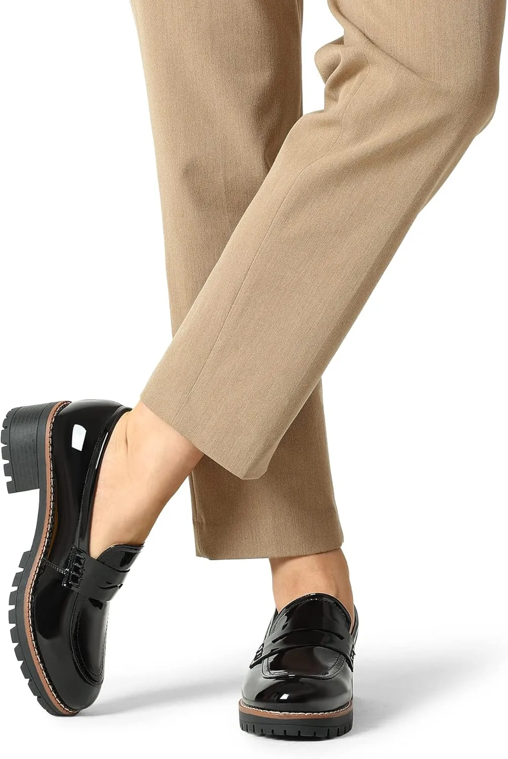 DREAM PAIRS Women's Platform Chunky Heeled Loafers, Womens Business Casual Shoes