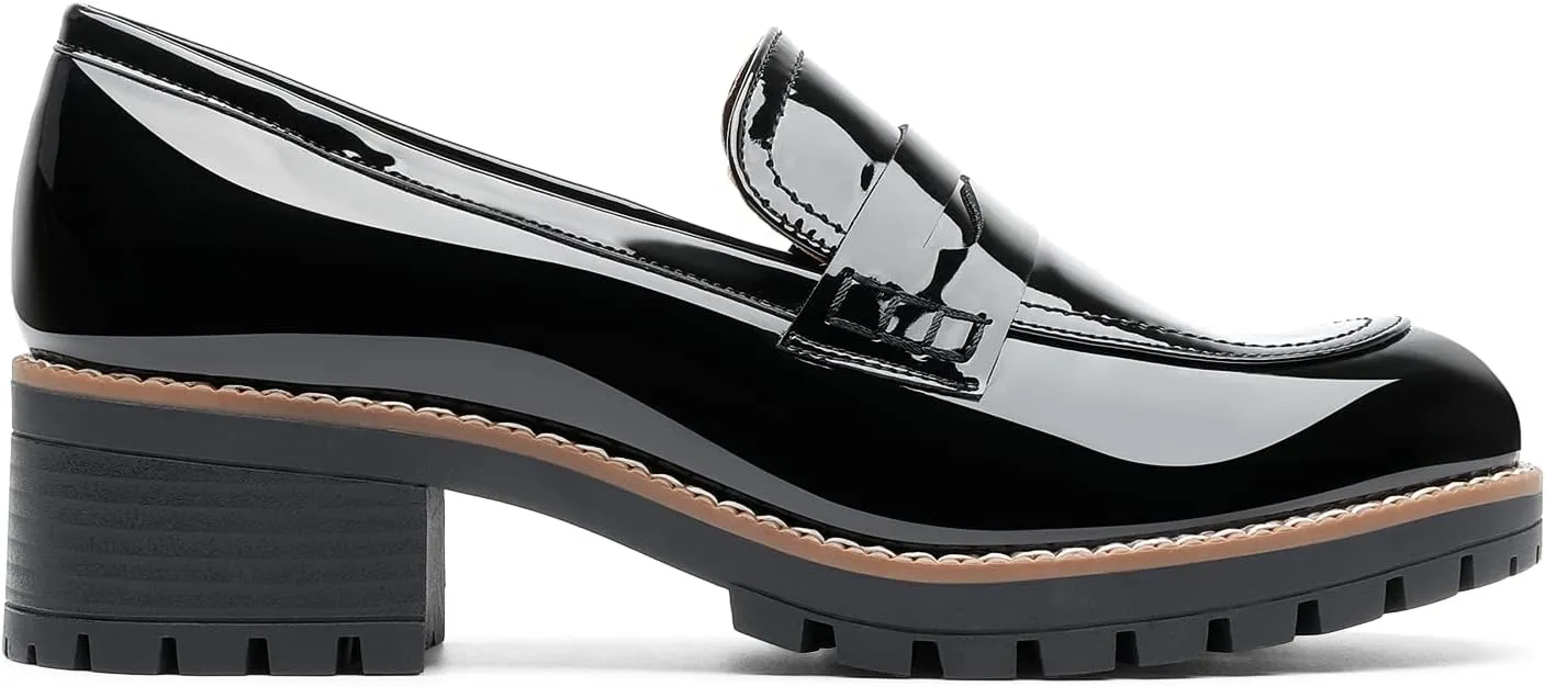 DREAM PAIRS Women's Platform Chunky Heeled Loafers, Womens Business Casual Shoes