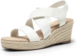 DREAM PAIRS Womens Platform Espadrilles Wedge Sandals, Slip on Elastic Ankle Strap Sandals for Women Casual Dressy Summer