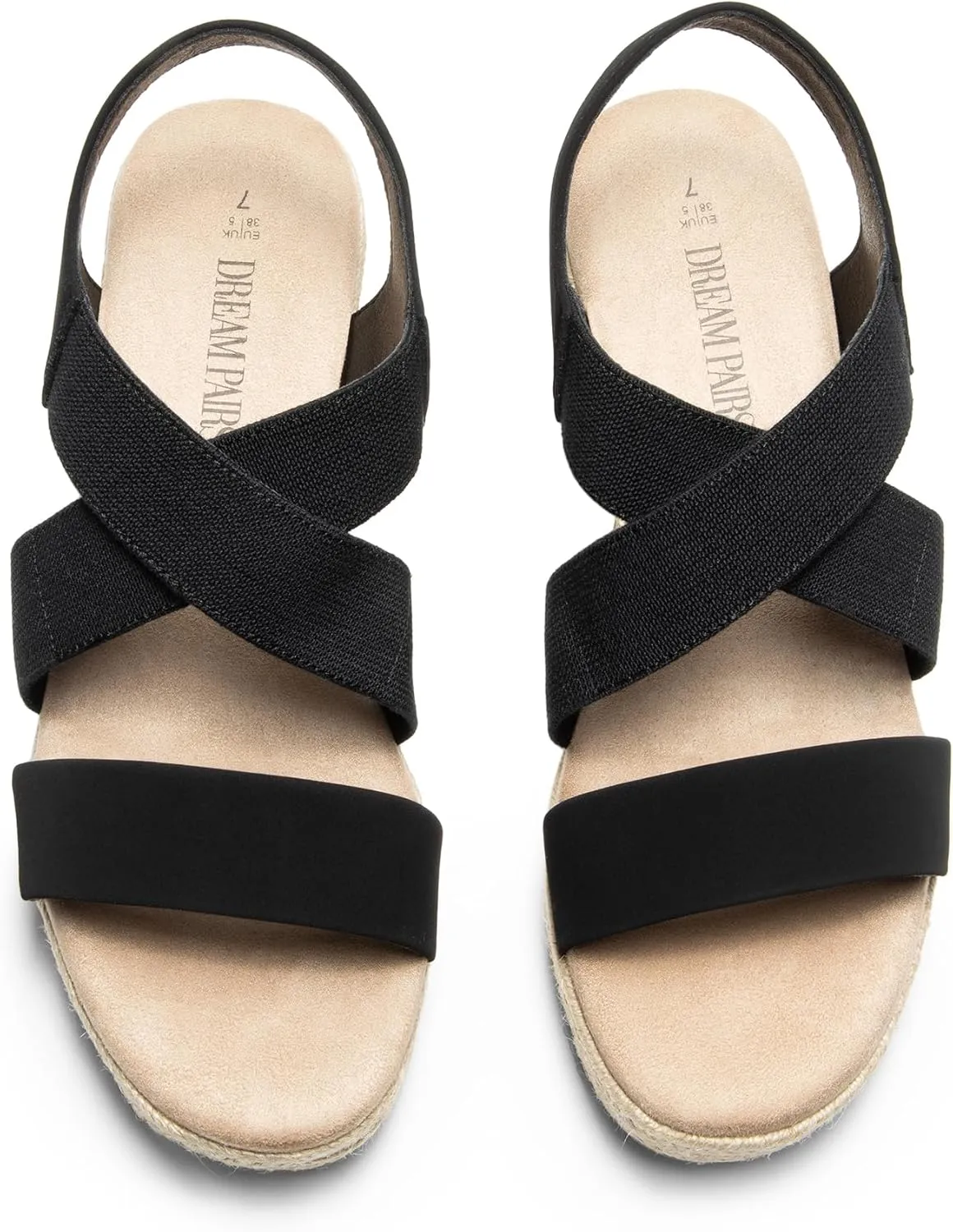 DREAM PAIRS Womens Platform Espadrilles Wedge Sandals, Slip on Elastic Ankle Strap Sandals for Women Casual Dressy Summer