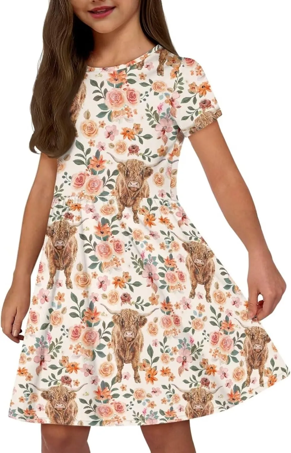 Dresses for Girls 2-14 Kids Summer Beach Dresses Casual Skater Dress Holiday Party Midi A-Line