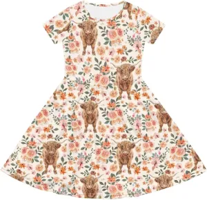 Dresses for Girls 2-14 Kids Summer Beach Dresses Casual Skater Dress Holiday Party Midi A-Line