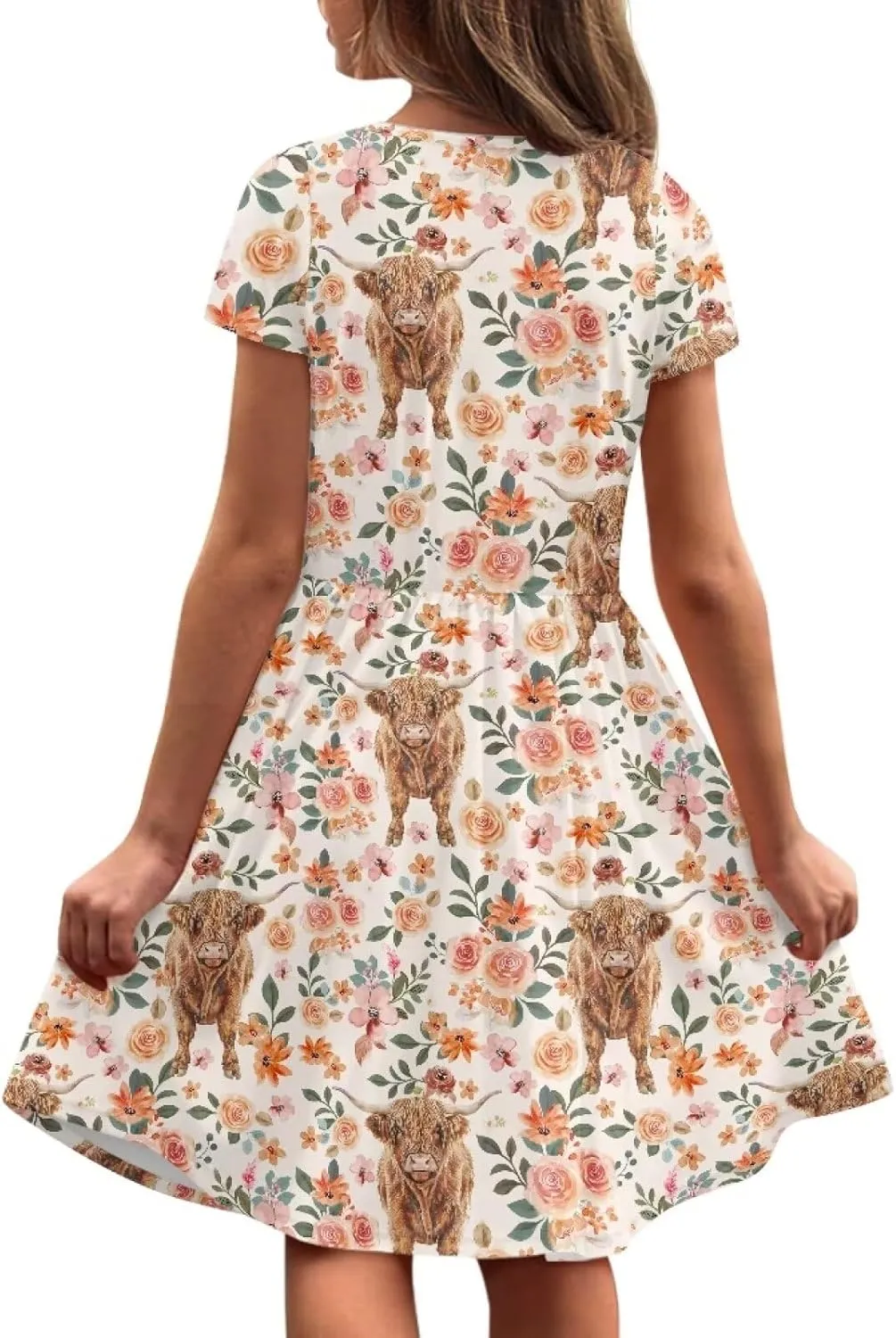 Dresses for Girls 2-14 Kids Summer Beach Dresses Casual Skater Dress Holiday Party Midi A-Line