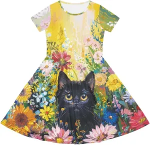Dresses for Girls 2-14 Years Old Kids Summer Dress Casual Short Sleeve A Line Skater Dresses