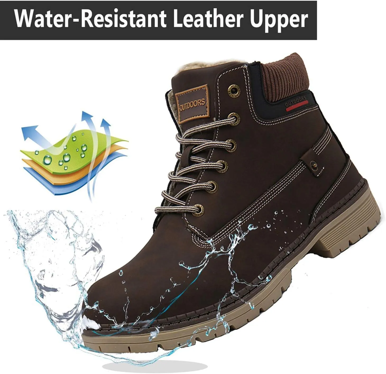 Eagsouni Mens Womens Snow Boots Warm Fur Lined Ankle Booties Hiking Trekking Trail Climbing Shoes Lace Up Anti-Slip Waterproof Working Outdoor Backpacking Boots