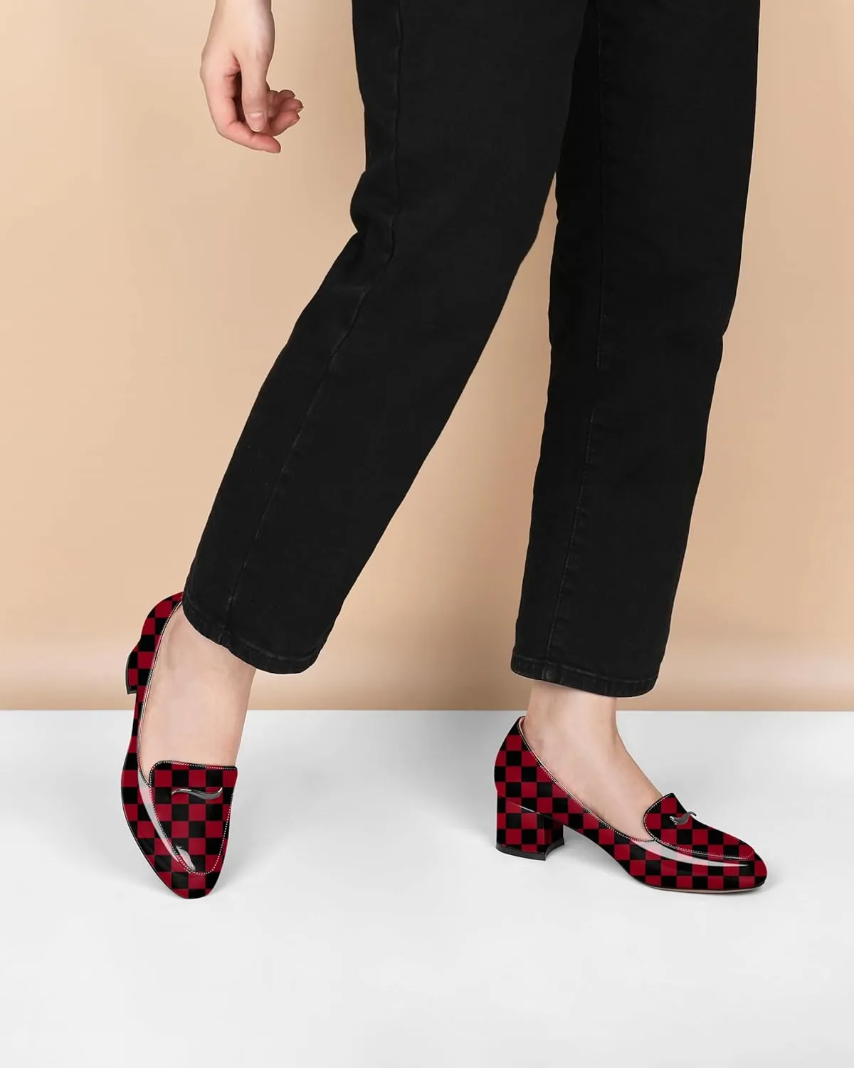 Eldof Pumps for Women Block Heel Round Toe Slip On Chunky Loafer Heel Dress Shoes Pumps for Women 2 Inches