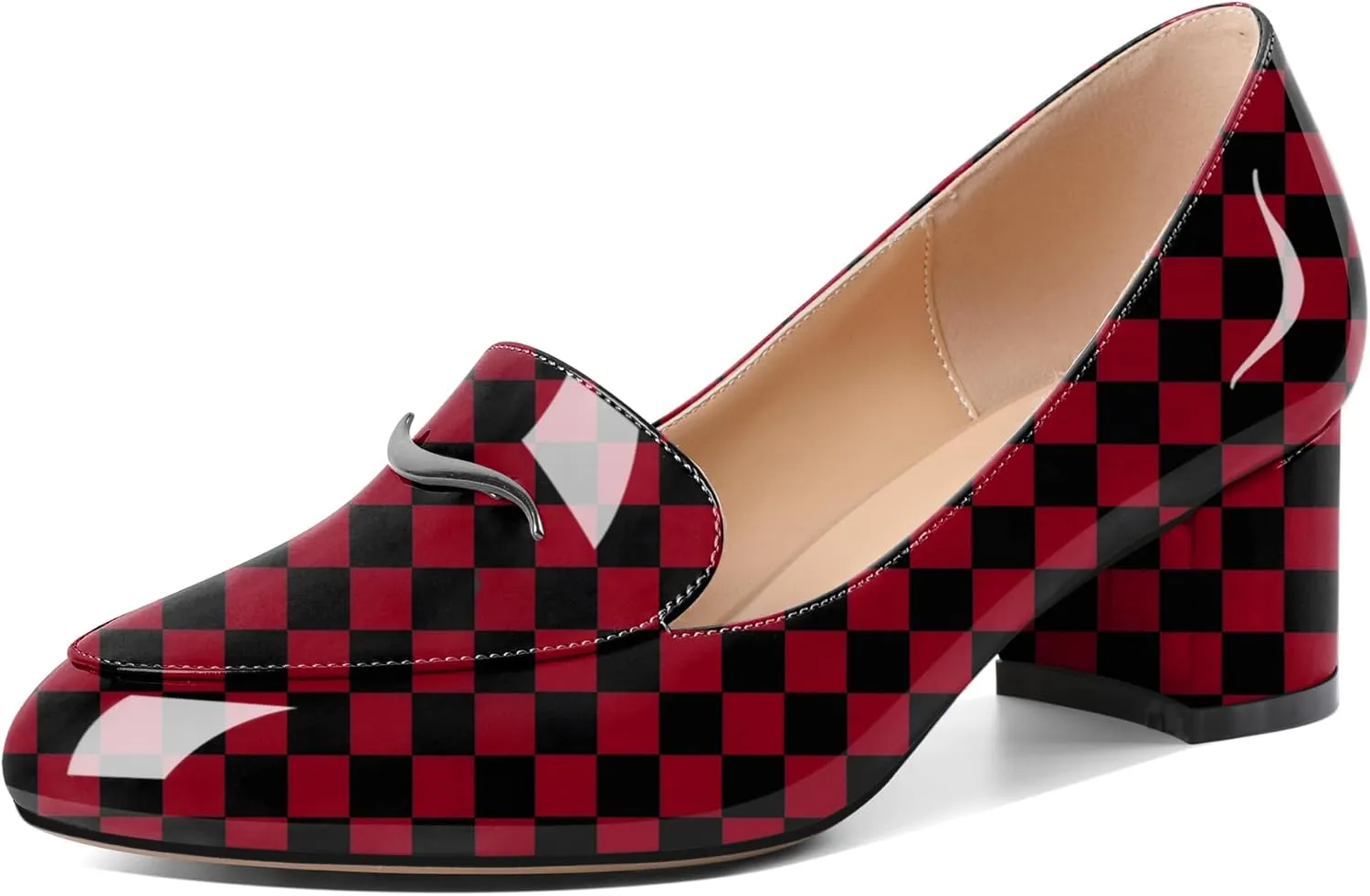 Eldof Pumps for Women Block Heel Round Toe Slip On Chunky Loafer Heel Dress Shoes Pumps for Women 2 Inches