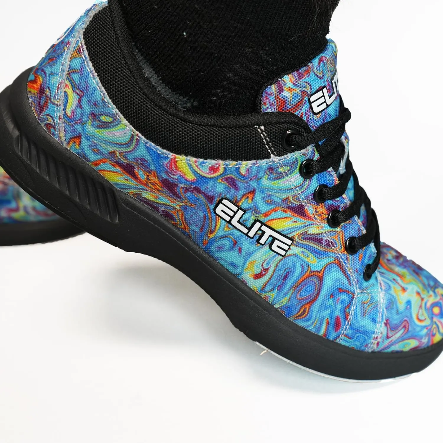 ELITE Women's Blue Swirl Bowling Shoes - Adjustable Fit, Slide Soles, Komfort-Lite Comfort, and Lightweight