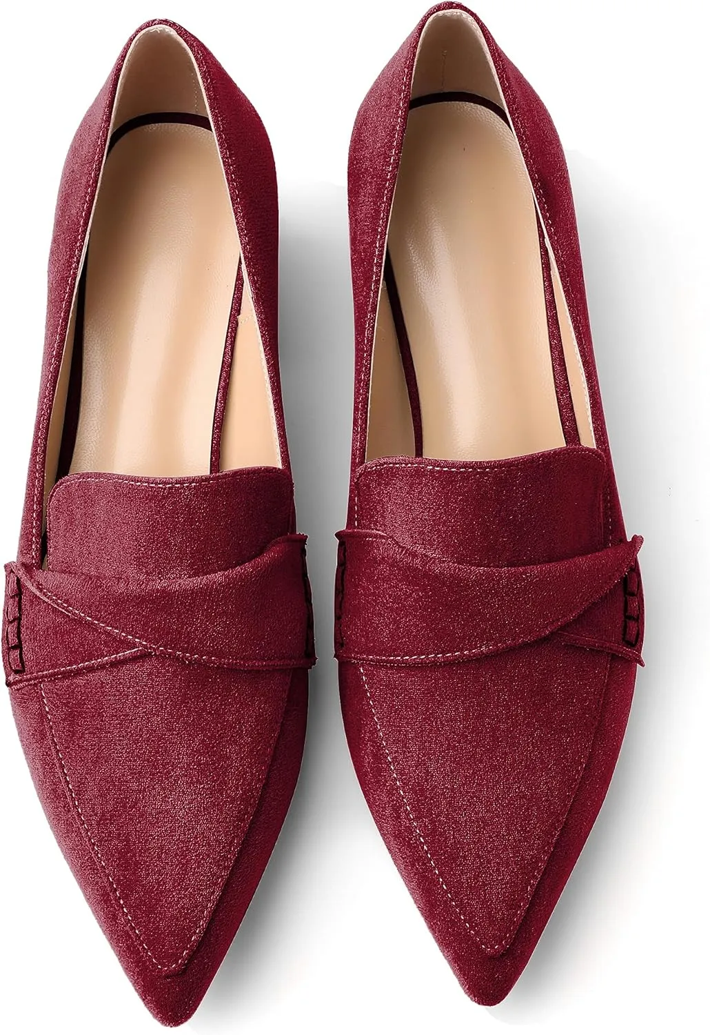 Esvowido Women's Loafer Pumps Mid Block Heels Closed Pointed Toe Slip on Comfortable Chunky Heel Pumps Dress Shoes for Daily Life Work Office 2 Inch