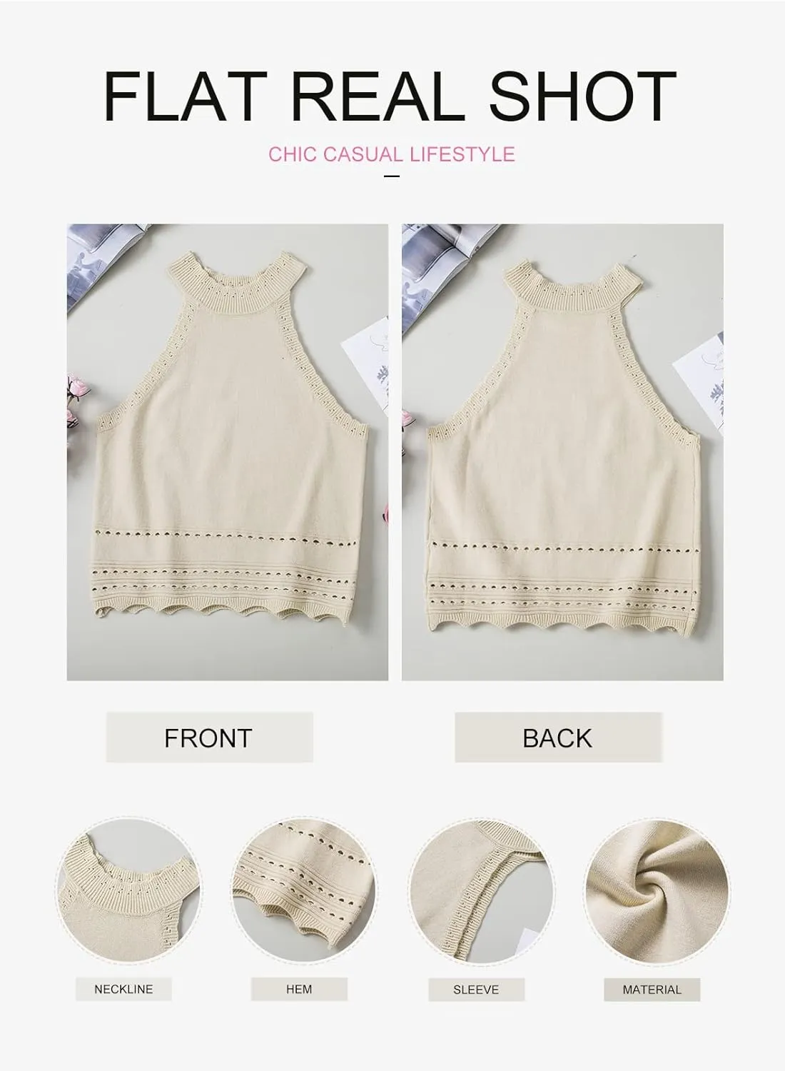 EVALESS Womens Tank Tops Summer Ribbed Knit Racerback High Neck Halter Crop Tops Blouses Sleeveless Slim Basic Cami Shirts