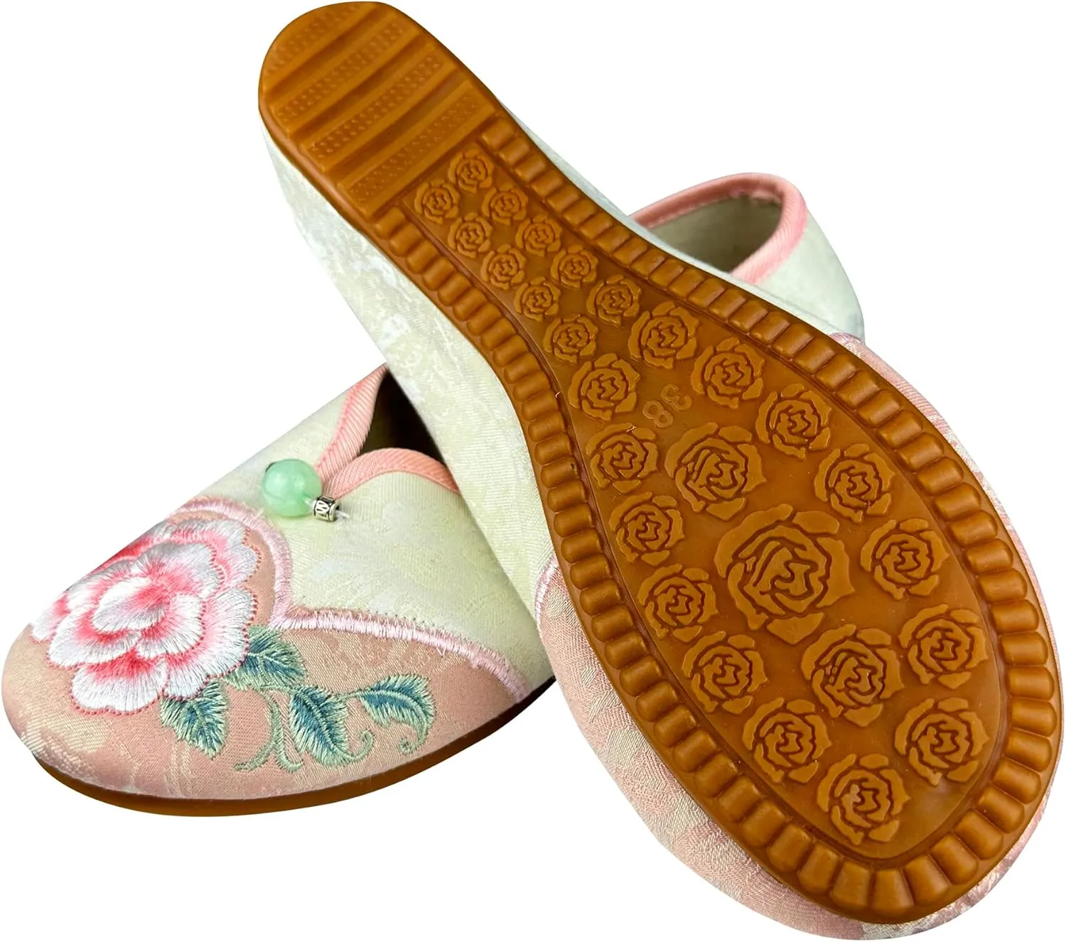 eYLun Women Flats Floral Embroidered Shoes Mary Jane Shoes Ballet Loafers Flats Slip On Shoes